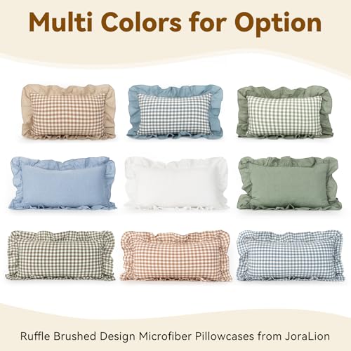 JoraLion Ruffled Lumbar Pillow Cover 12x24 - Light Blue