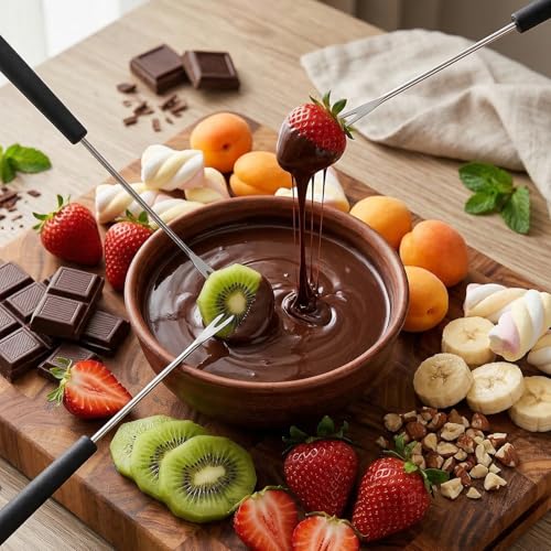 Cobee 6-Piece Stainless Steel Fondue Fork Set with Color-Coded Handles