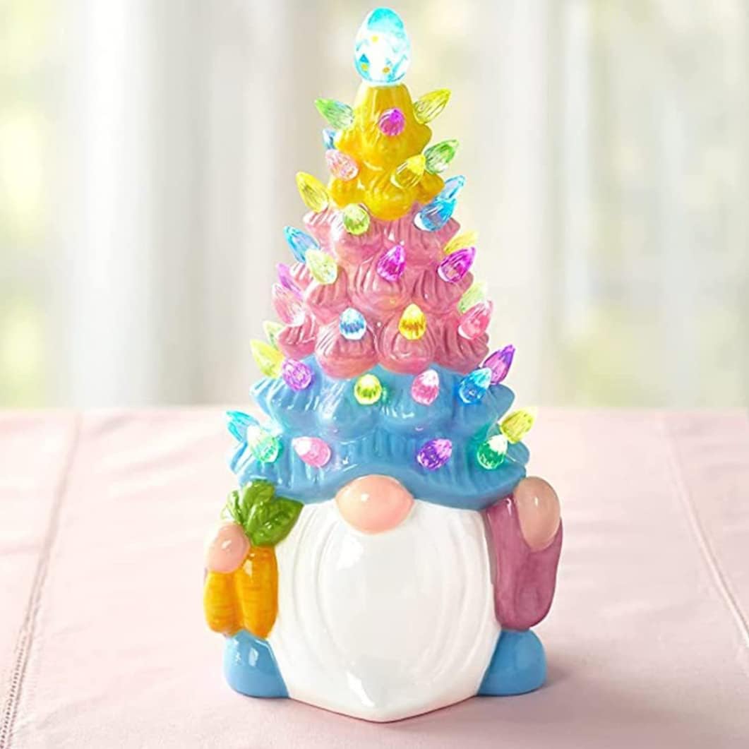 Naisicore Light Up Easter Bunny Gnome Decoration - 15cm Resin Figurine for Home & Office Decor | 1 Piece