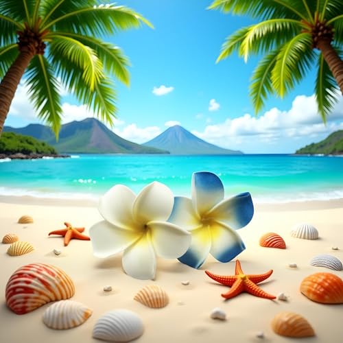 Mozff Hawaiian Plumeria Flower Hair Clips 2-Piece Set 7cm Foam Beach Accessories