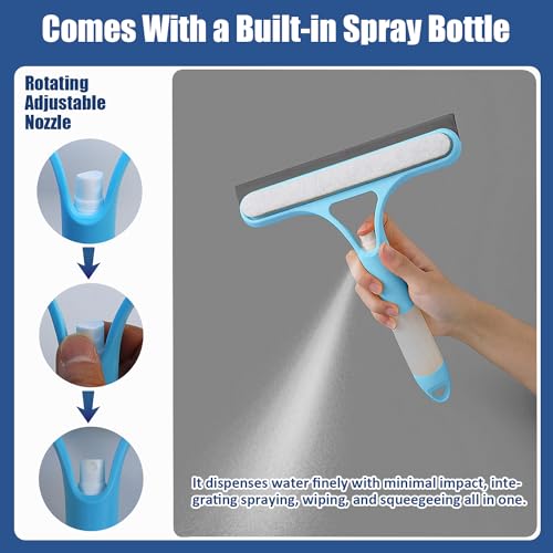 All-Purpose Shower Squeegee 2-Pack with Spray & Wiper for Glass & Surfaces