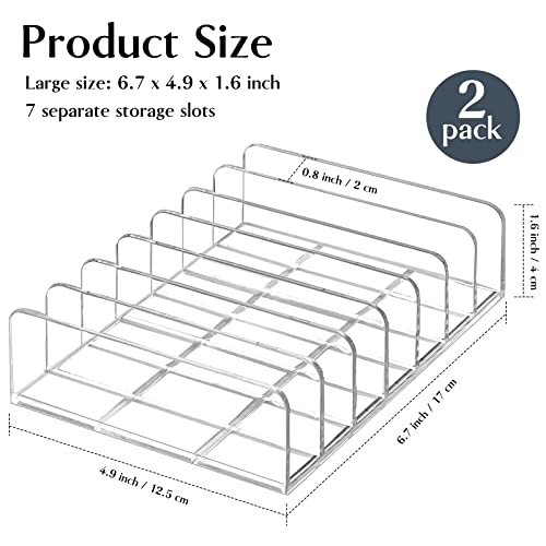 TUZAZO 2-Pack Acrylic Eyeshadow Palette Organizer - 7-Section Makeup Holder