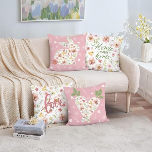 Bonhause 18x18 Velvet Easter Throw Pillow Covers - Set of 4