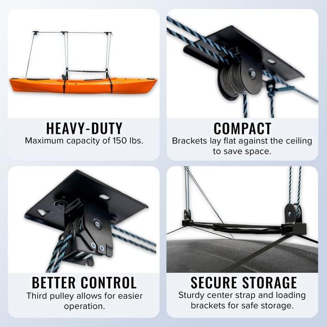 Teal Triangle Ceiling Storage Hoist - Heavy-Duty Garage Lift System for 150 lbs | Fits 8-10 ft Ceilings