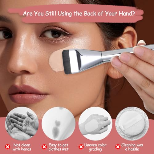 Makeup Mixing Palette Set with Foundation Brush and Spatula Stainless Steel