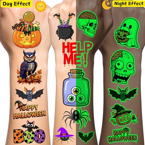 Glow in the Dark Halloween Temporary Tattoos 60PCS Party Favors