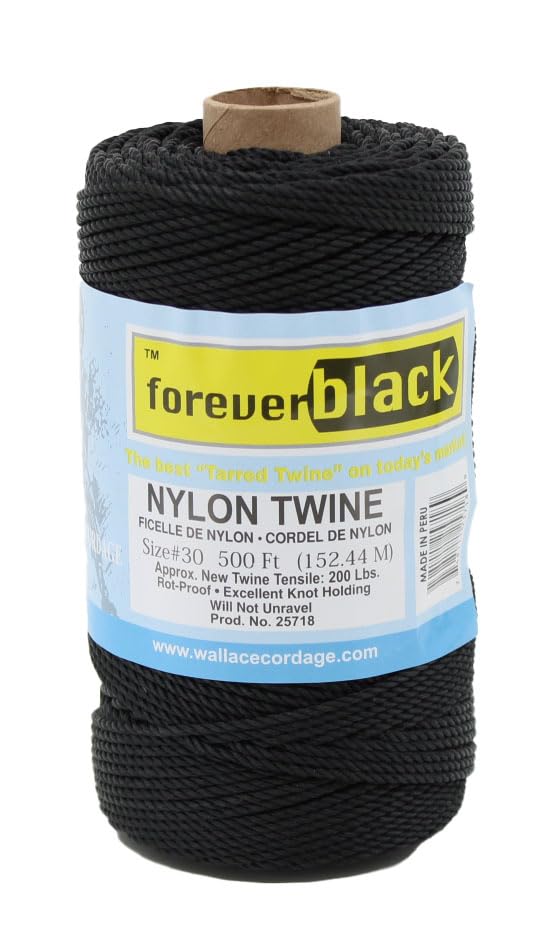 #30 X 500' Forever Black Tarred Twisted Nylon Twine 1 lb