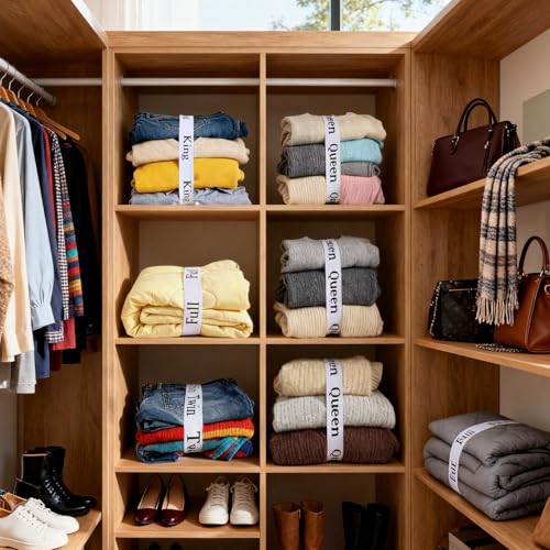 20 Pack Bed Sheet Organizer Bands - Elastic Size Labels for Storage