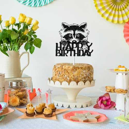 Raccoon Birthday Cake Topper - Cheerful Animal Theme Decor for Celebrations
