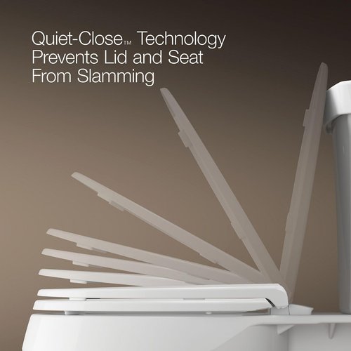 KOHLER K-27331-0 Glissade ReadyLatch Quiet Close Elongated Toilet Seat, White, Grip-Tight Hardware, Quiet Close Lid Prevents Slamming