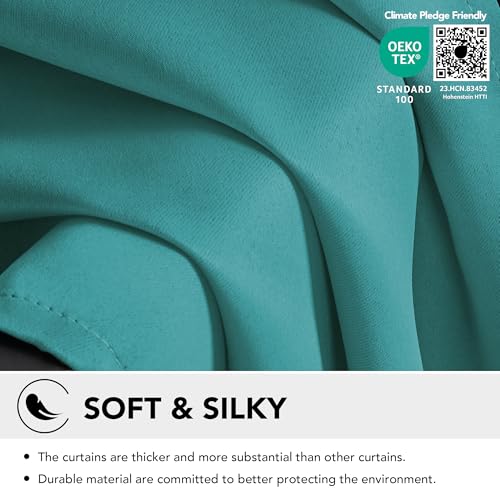 Deconovo Blackout Curtain Panel, 42"W x 84"L, Turquoise Grommet Top