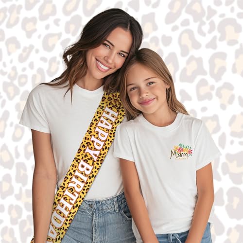 Leopard Print Happy Birthday Sash for Jungle Safari Parties