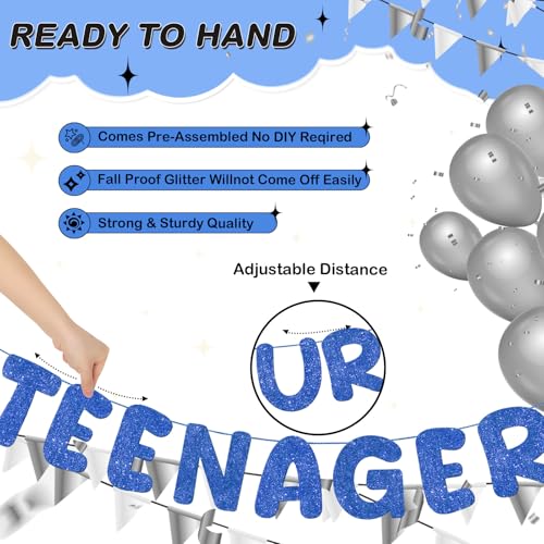 Funny 13th Birthday Banner - Bruh Ur a Teenager, Glitter Design