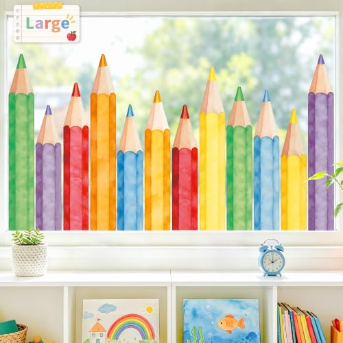 Extra Large Back to School Pencil Window Clings - 3 Sheets