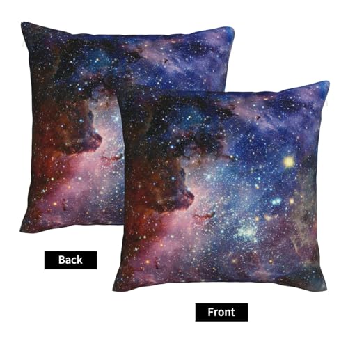 CONITALE Galaxy Space Throw Pillow Covers 18x18 Inch Set of 2 Deep Blue