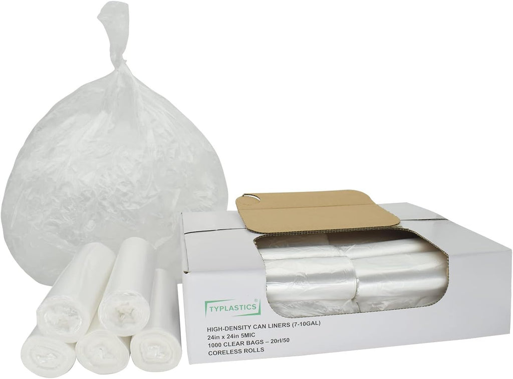 TYPLASTICS Trash Can Liner | 1000 Count Perforated Garbage Bags for 7-10 Gallon Use - Ideal for Home & Office