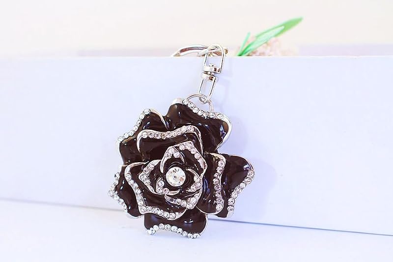 Colorful Rose Flower Rhinestone Keychain - Stylish Gift for Loved Ones
