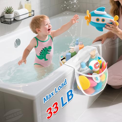 UNEEDE Mesh Bath Toy Organizer - 2-Compartment Quick Dry Storage