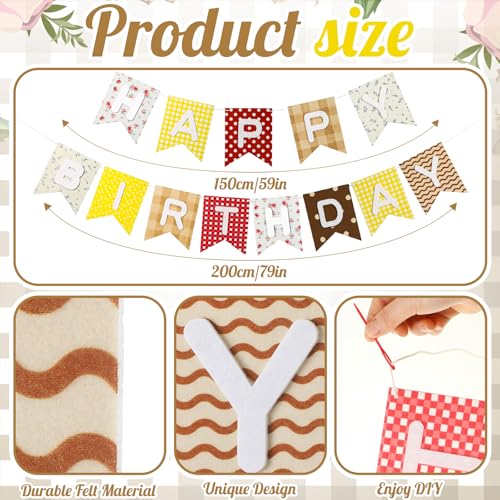Felt Boho Happy Birthday Banner Garland Reusable Party Decoration