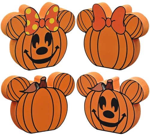 Fall Wooden Table Decorations - 4pcs Pumpkin Centerpieces
