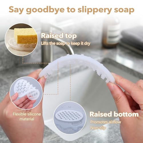 Neyauo Silicone Soap Dish Set - Non-Slip Holder with Drainage