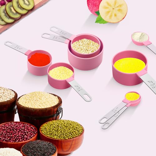 Stainless Steel Measuring Cups and Spoons Set - 8 Sizes, Nesting Design