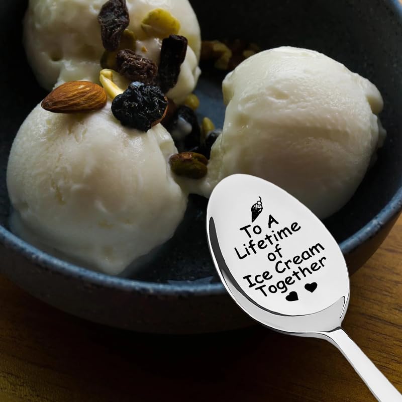 To a Lifetime of Ice Cream Together Wedding Engagement Gift Spoon for Girlfriend & Boyfriend