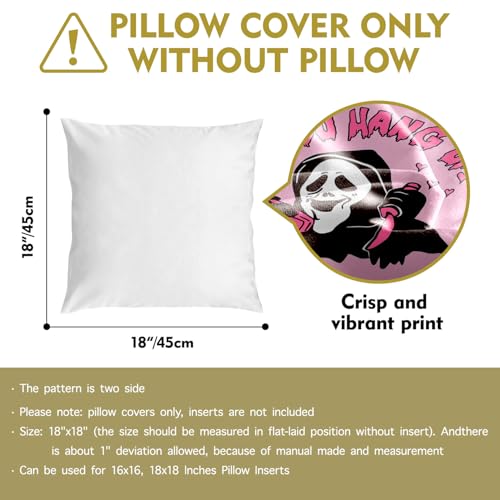 Funny Pink Ghost Pillow Cover - 18x18 Inch Halloween Decor