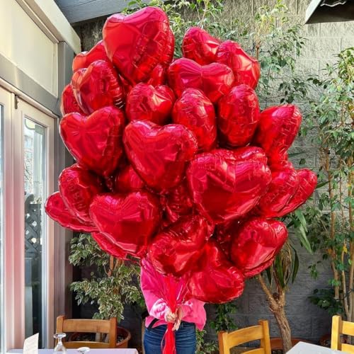 12 Pack 18 Inch Silver Heart Balloons for Valentine's Day & Weddings