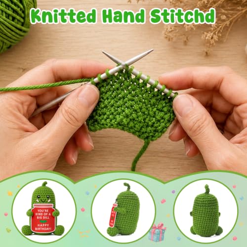 Handmade Crochet Pickle Birthday Gift - Unique Funny Desk Decor