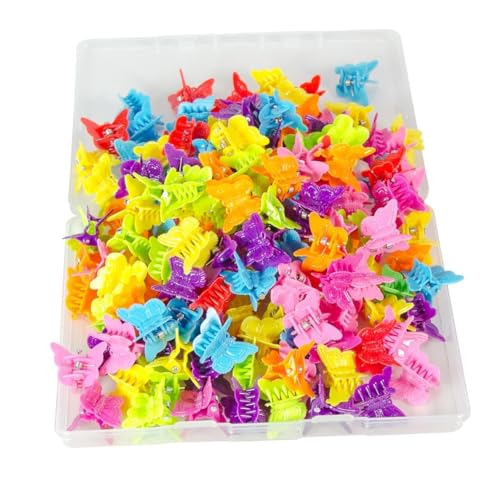50 Pack Mini Butterfly Hair Clips Assorted Colors Plastic Claw Clips