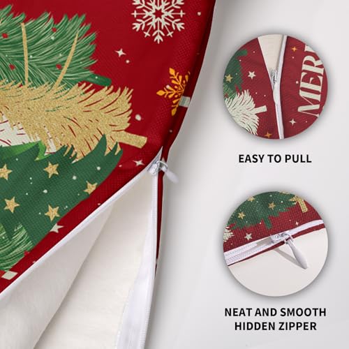 Merry Christmas Pillow Covers 18x18, Set of 2 Dark Red Holiday Throw Cases