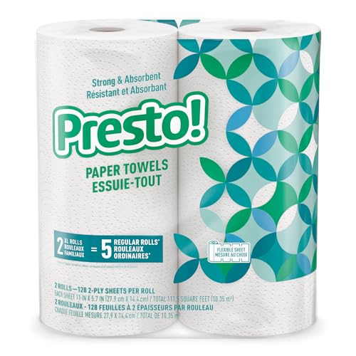 Presto! Flex-a-Size Kitchen Paper Towels, 2-Ply, 2 Count Rolls