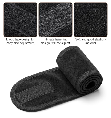 ValueBargain 4-Pack Black Spa Headbands for Facials and Makeup