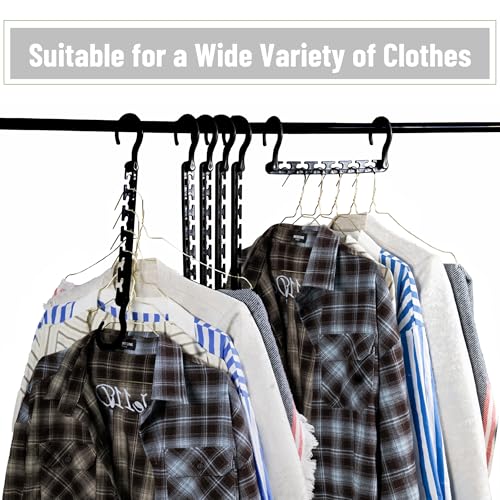 Mr. Pen Space-Saving Plastic Hangers Set - 12 Multi-Use Hangers with 6 Slots & 360° Rotating Hooks