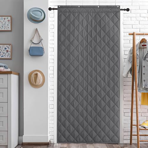 NICETOWN Grey Thermal Insulated Door Curtain 42"W x 84"L