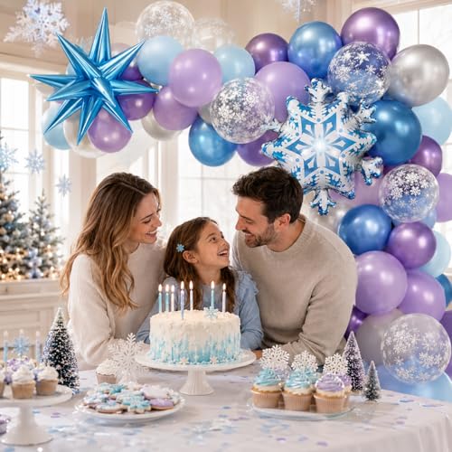 Frozen Balloons Pack - 12 Inch Blue & Purple Winter Party Decor