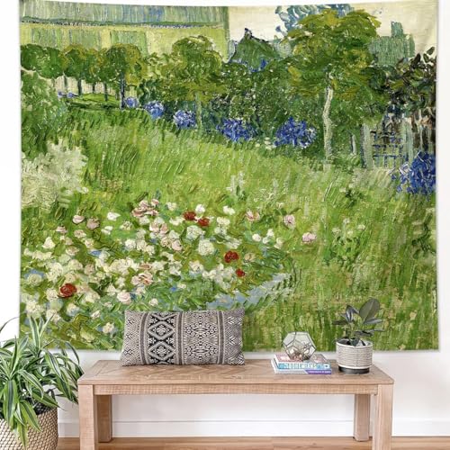 Van Gogh Green Floral Tapestry Wall Hanging 29" x 37"