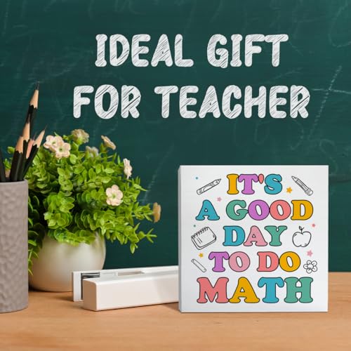 Math Teacher Wooden Desk Sign - 5x5 Inch Office Decor Gift