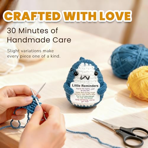Positive Crochet Shark Plush – Emotional Comfort Reminders Gift