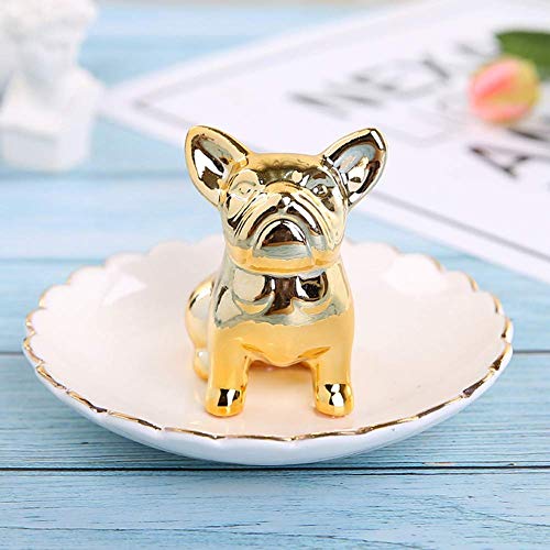 Lependor Bulldog Ceramic Jewelry Tray & Ring Holder - Gold