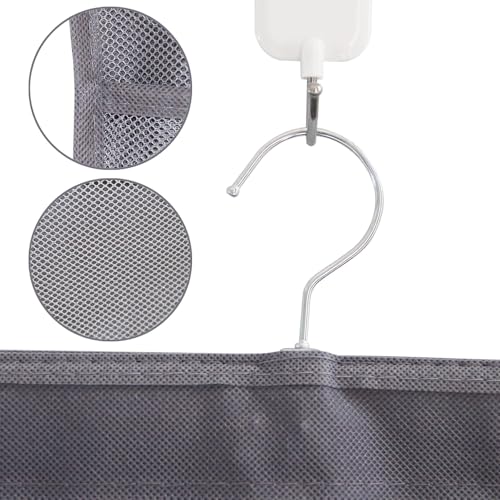 Hanging Mesh Pockets Closet Organizer - Dual-Sided, 24 Pockets, Grey