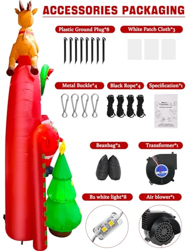 Christmas Inflatable Decoration with Built-in LEDs - 10FT Reindeer Santa Tree, Christmas Archway