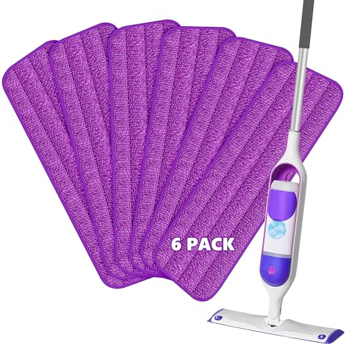 Purple Reusable Mop Pads for Swiffer PowerMop - 6 Pack Microfiber Refills