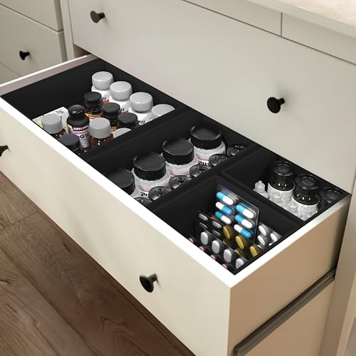 Simple Houseware Underwear Drawer Organizer Set of 6 - Black, Includes 2 Large, 2 Medium & 2 Small Boxes