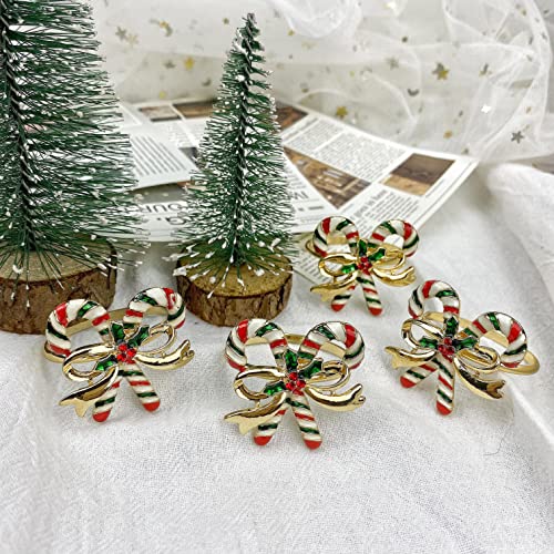 Gold Candy Cane Napkin Rings Holder Set of 8 Winter Holiday Christmas Table Decor