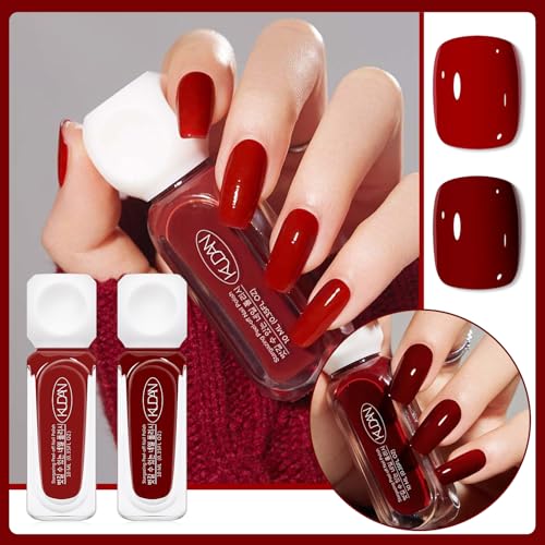 Burgundy Red Nail Polish 2-Piece Set Fast Drying Long Lasting 10ml