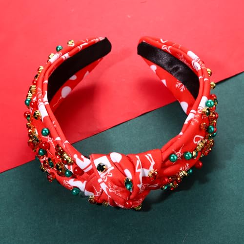 Christmas Crystal Knotted Headband Red Snowflake Hair Accessory