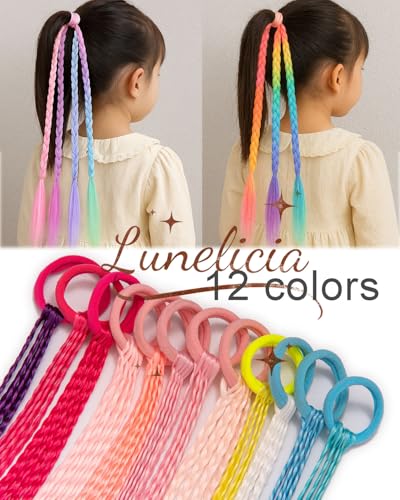Lunelicia 16-Inch Colorful Hair Extensions 12 Pcs for Braids & Festivals