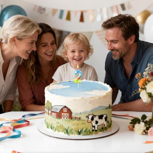 Number 2 Farm Birthday Candle - Barnyard Themed Cake Topper Decoration
